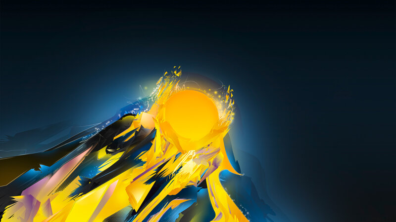 Abstract Yellow Explosion — Dramatic, Digital Art