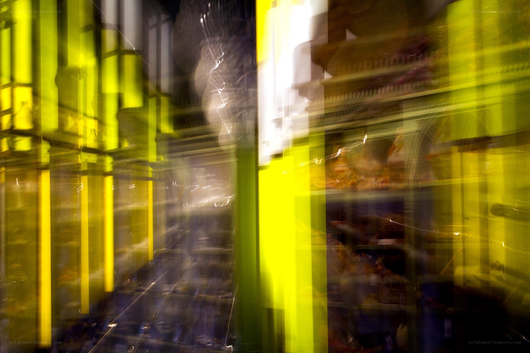 Abstract yellow light streaks