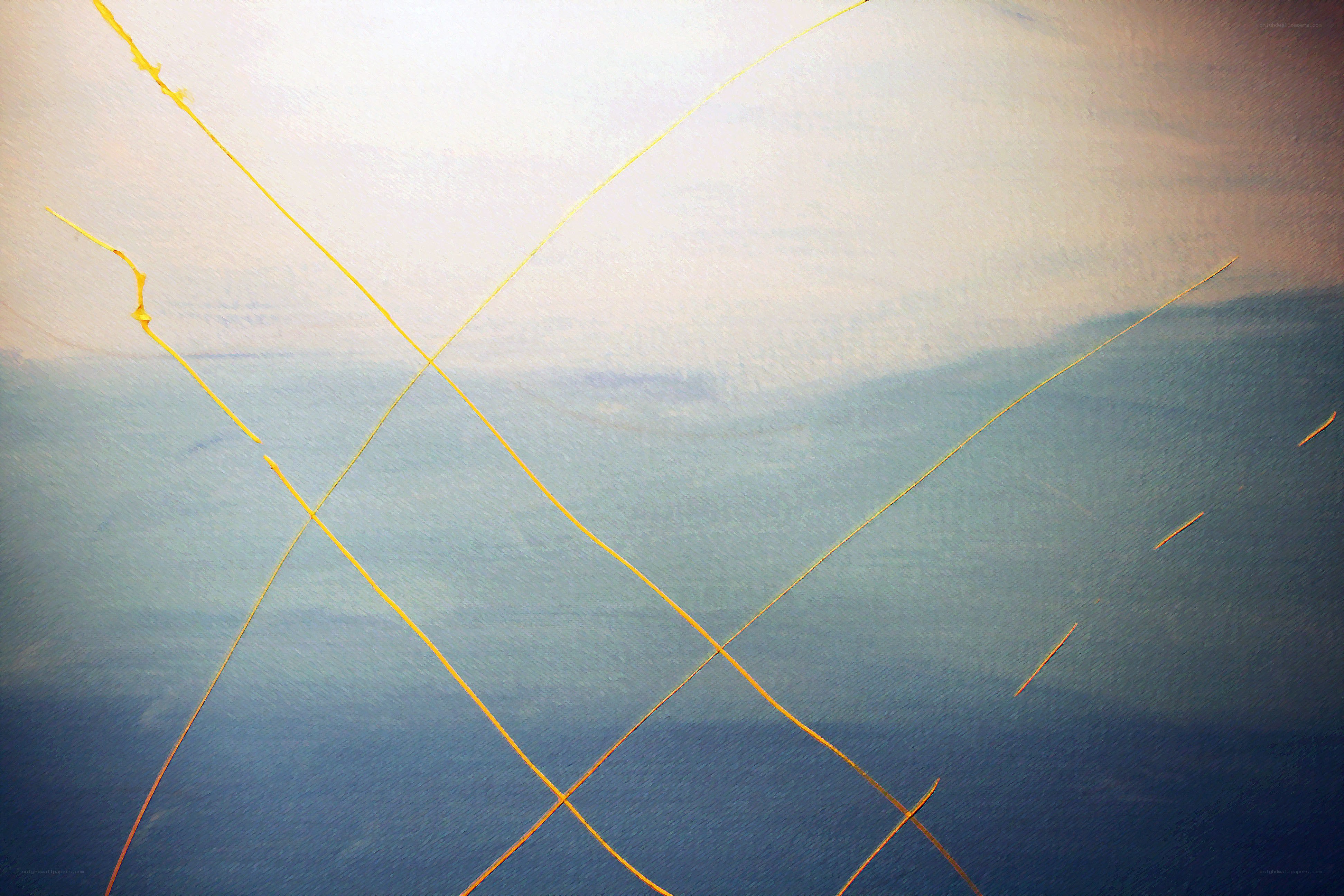 Abstract yellow lines on blue