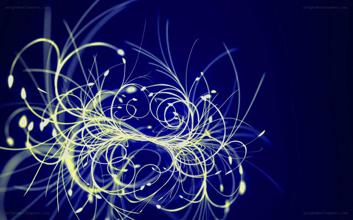 Abstract yellow swirls on blue