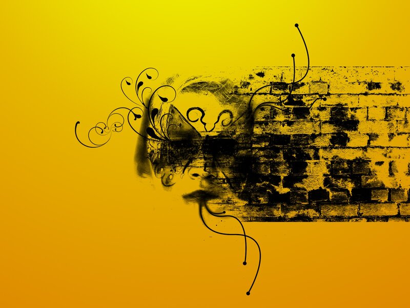abstract yellow wall art