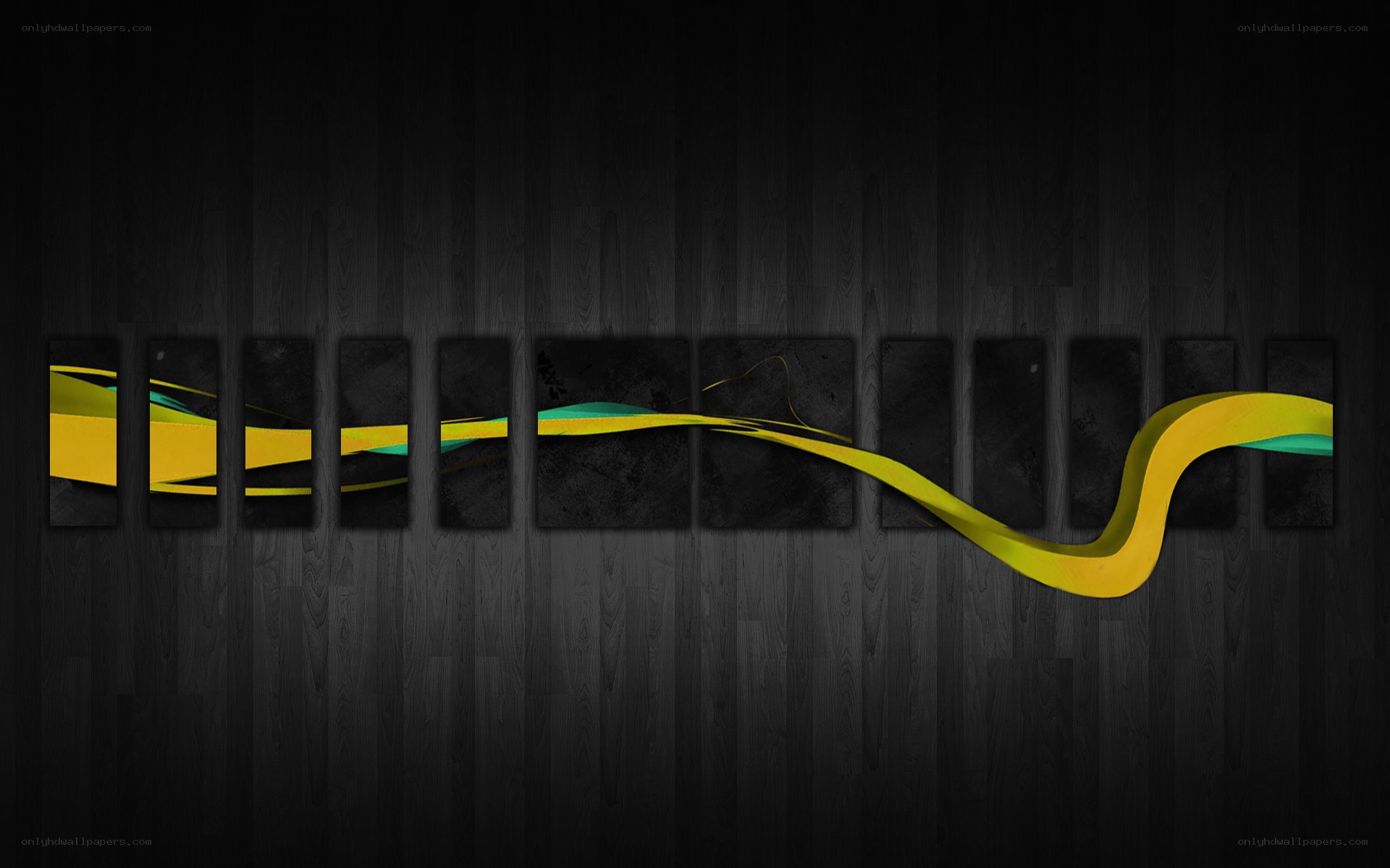 Abstract yellow wave art