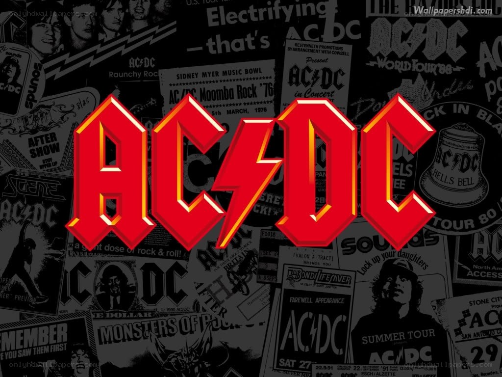 AC/DC band logo collage