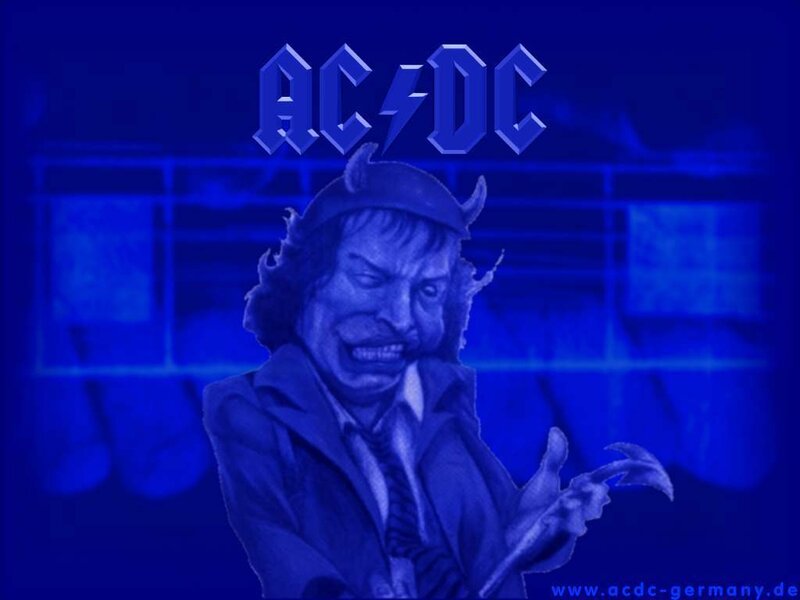 AC/DC band logo with cartoon figure