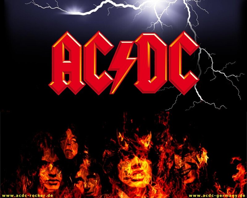 AC/DC band logo with flames