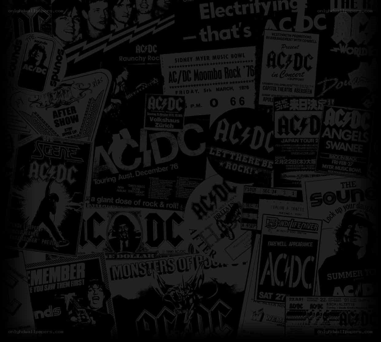 AC/DC concert posters collage
