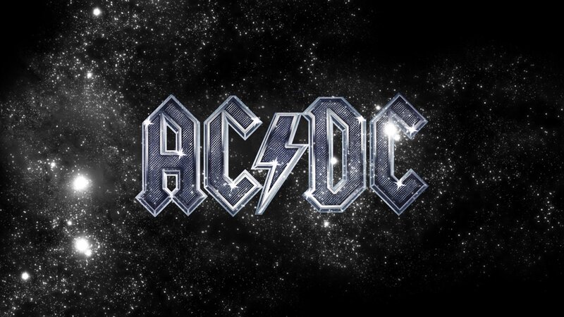 AC/DC logo on starry background