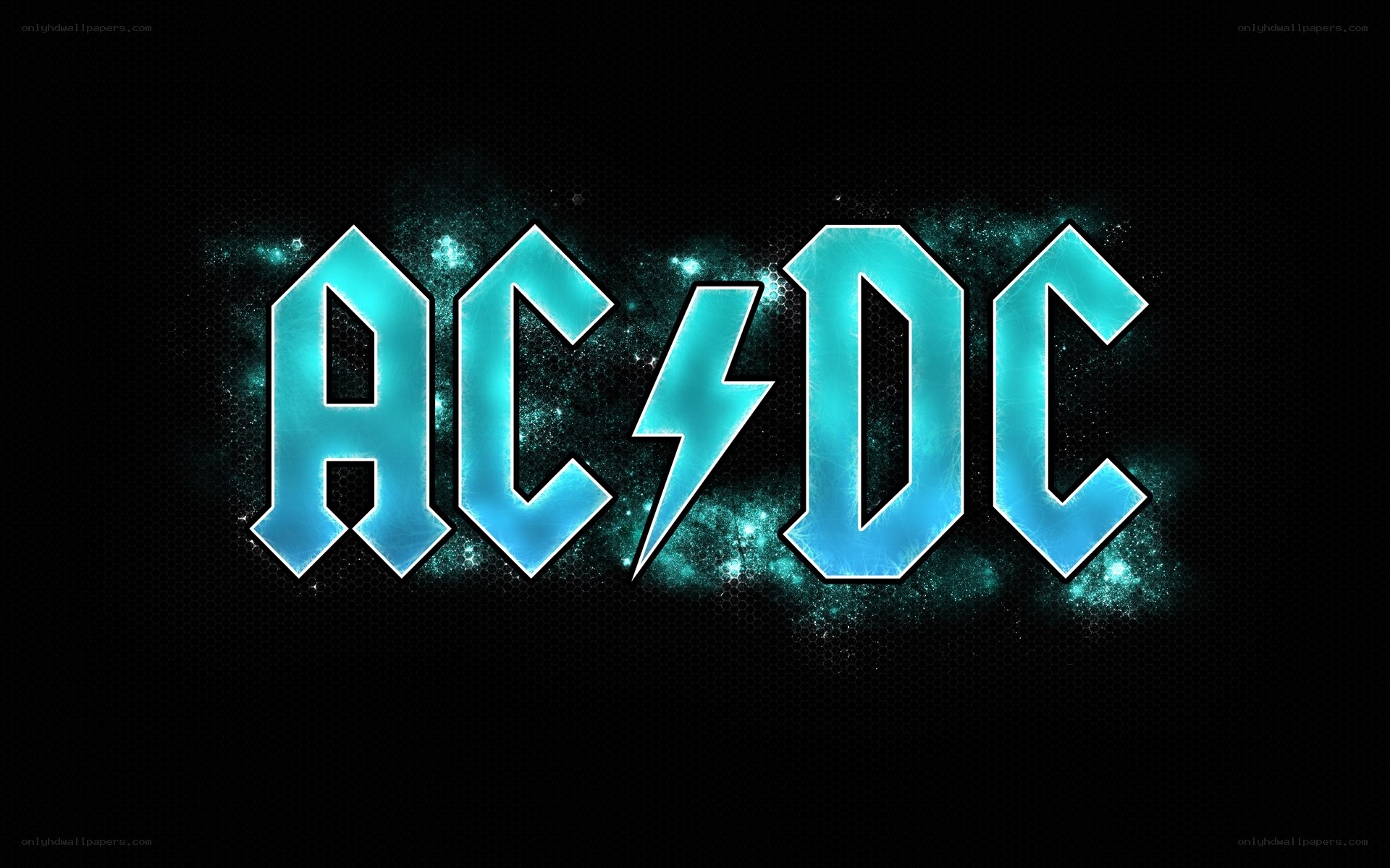 AC/DC logo with blue glow