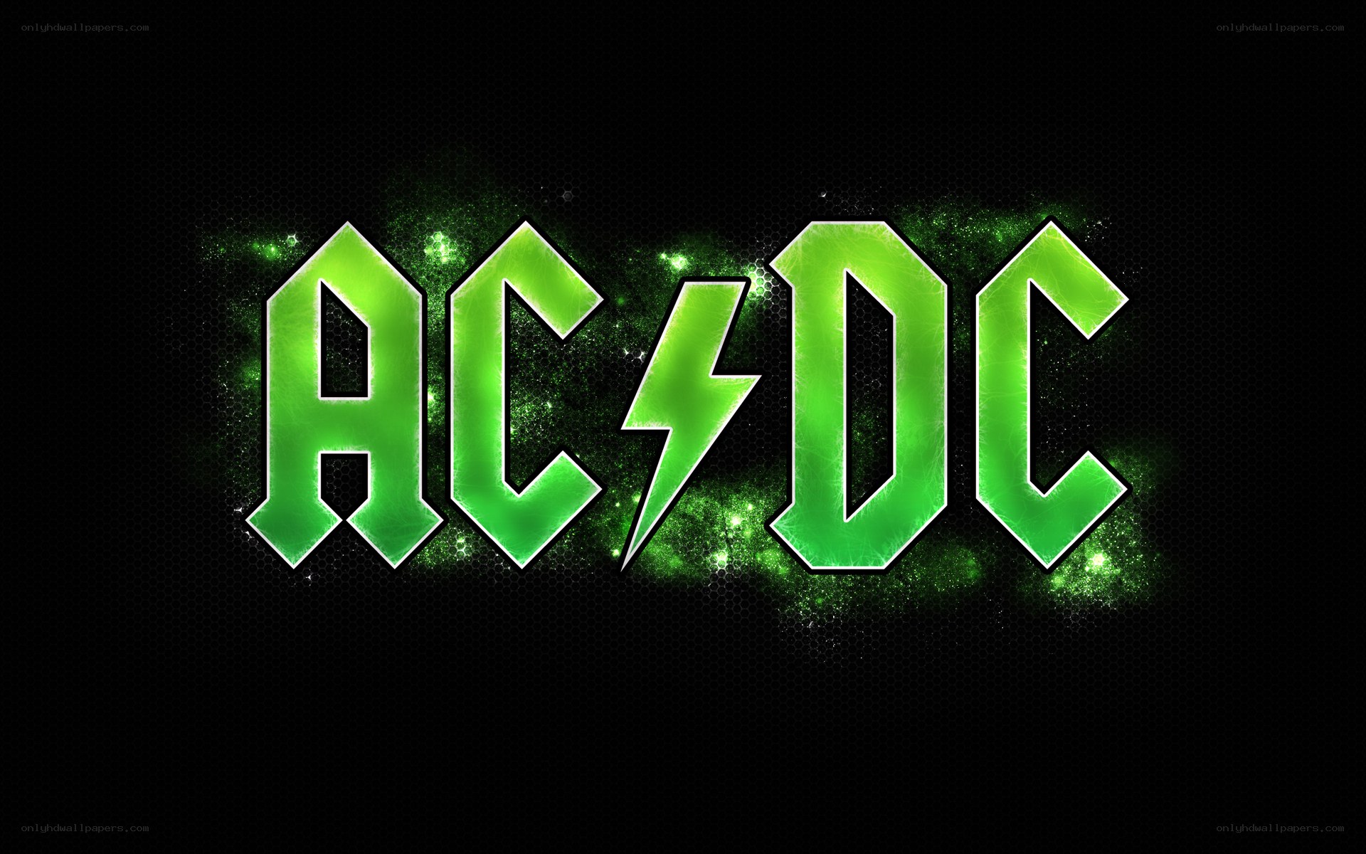 AC/DC logo with green glow