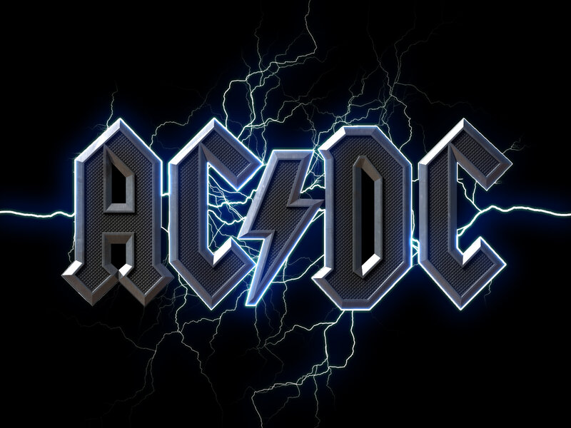 AC/DC Logo with Lightning — Black, Dramatic