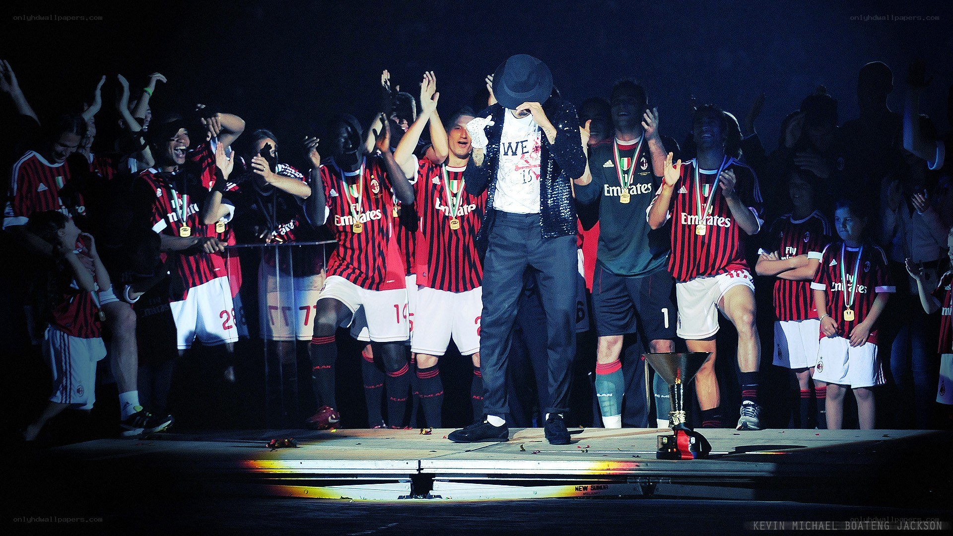AC Milan celebrates on stage