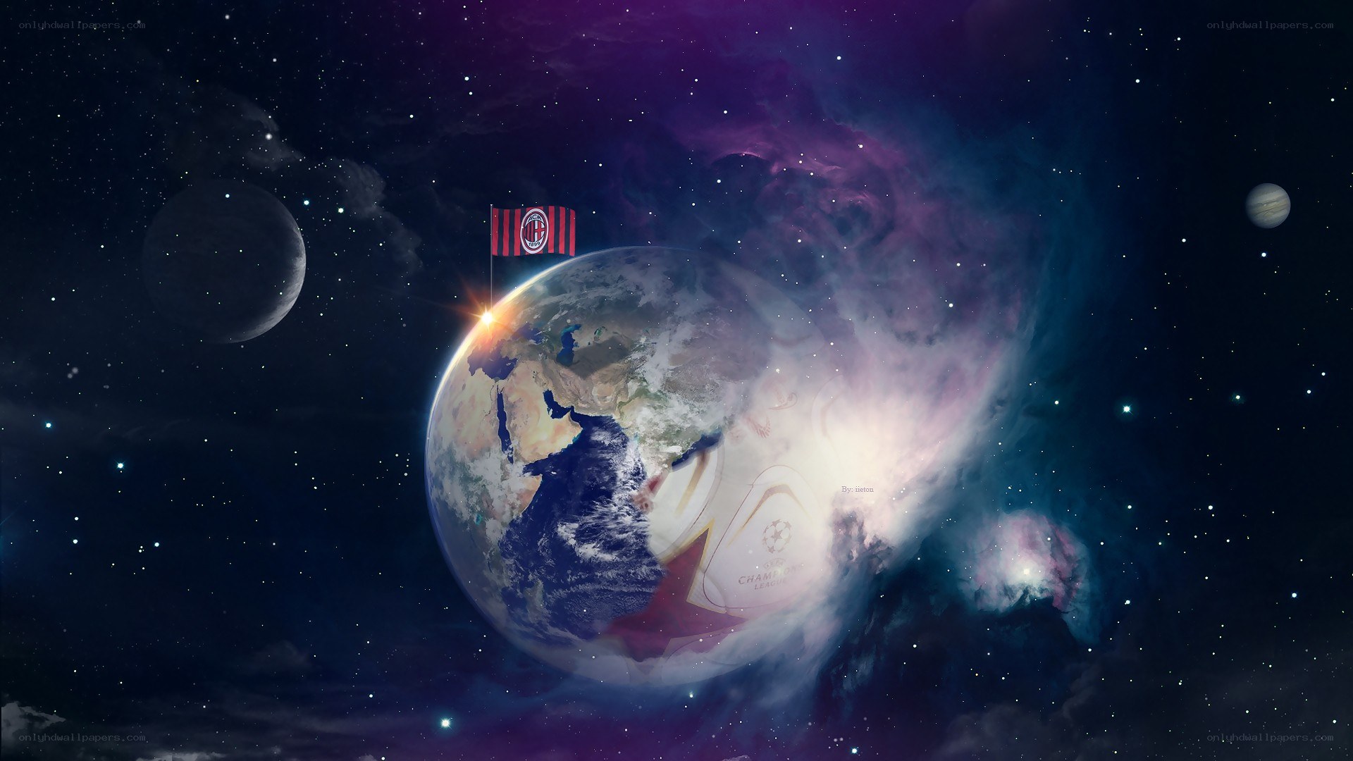 AC Milan flag on Earth in space