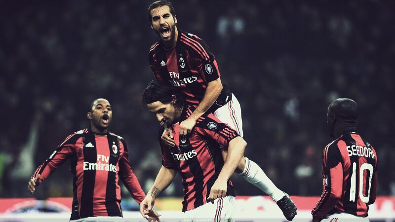 AC Milan players celebrating