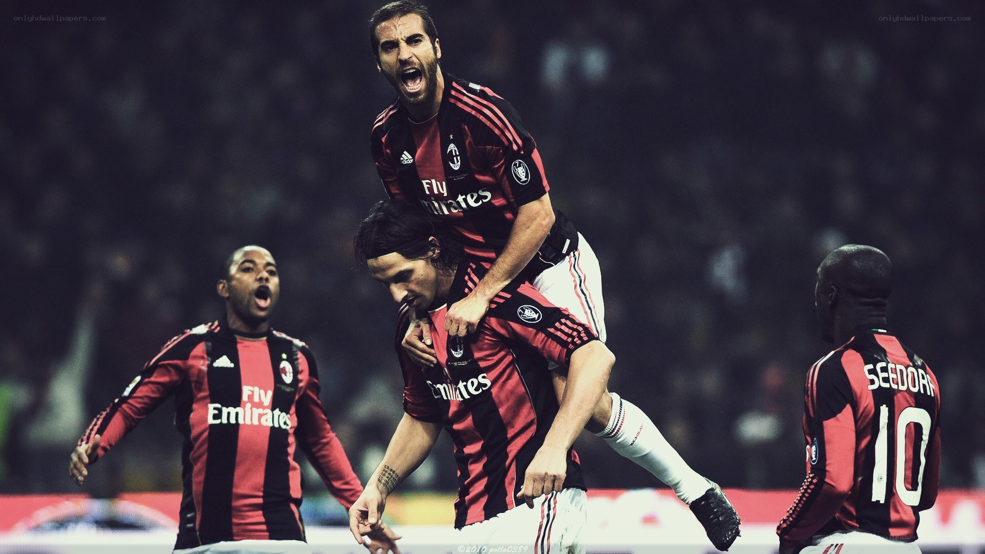 AC Milan players celebrating
