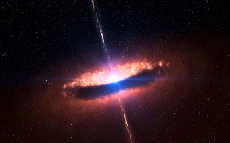 Accretion Disk and Jets — Black, Dramatic