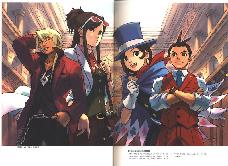 Ace Attorney characters in a courtroom