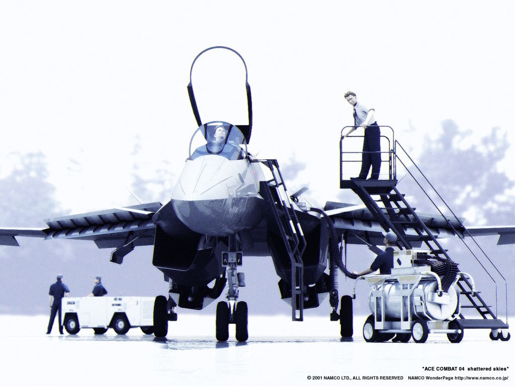 Ace Combat 4 jet on tarmac