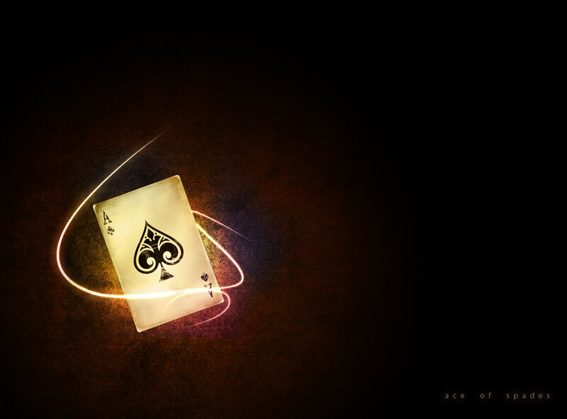 Ace of Spades card with light effect
