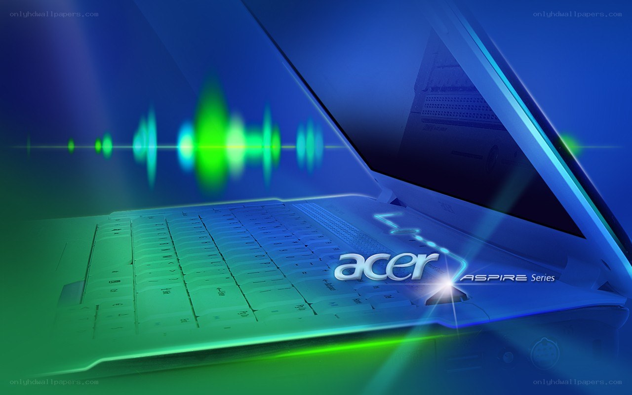 Acer Aspire laptop with sound waves