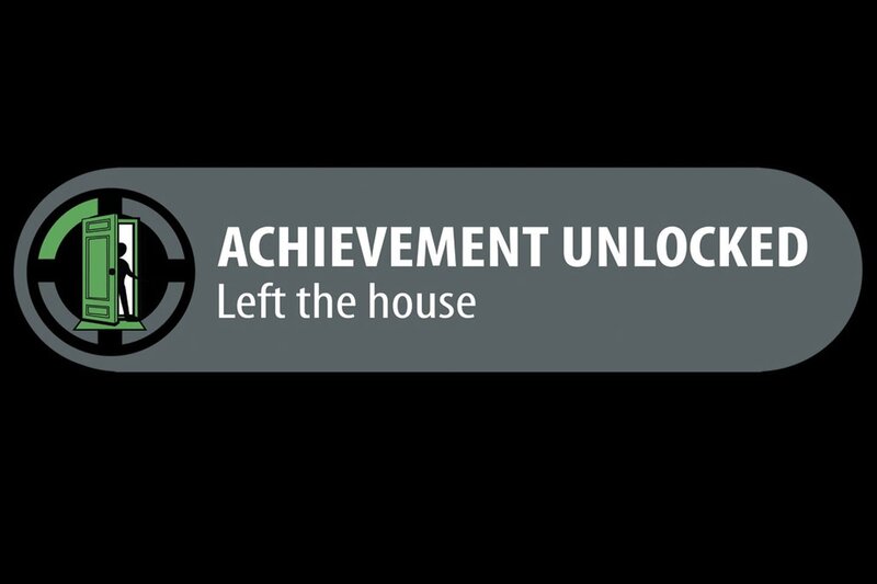 Achievement Unlocked Notification — Black, Neutral, Vector Art, Door, Silhouette