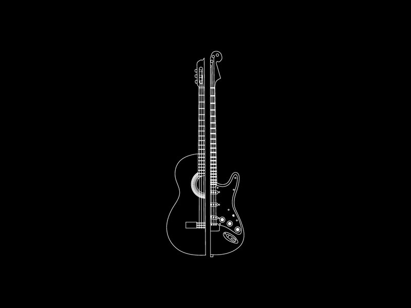 acoustic and electric guitar outline