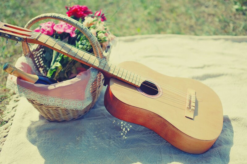 Acoustic Guitar and Basket