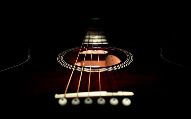 Acoustic Guitar Body — Black, Dramatic, Photograph, Strings