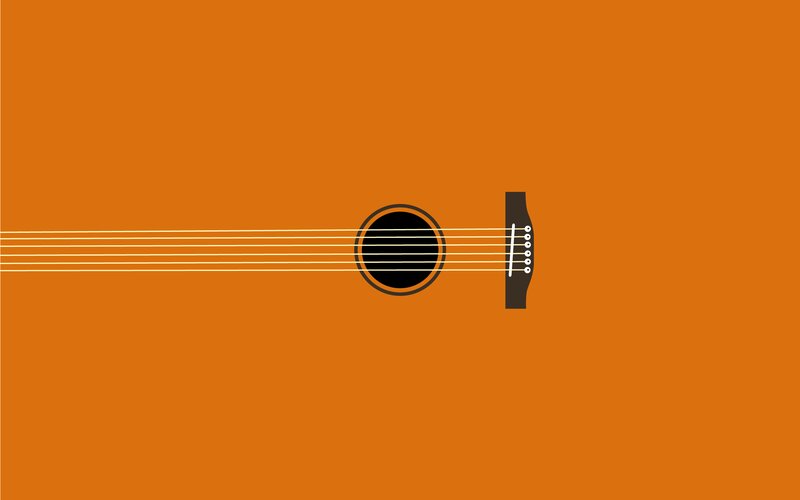 Acoustic Guitar Body — Orange, Minimalist