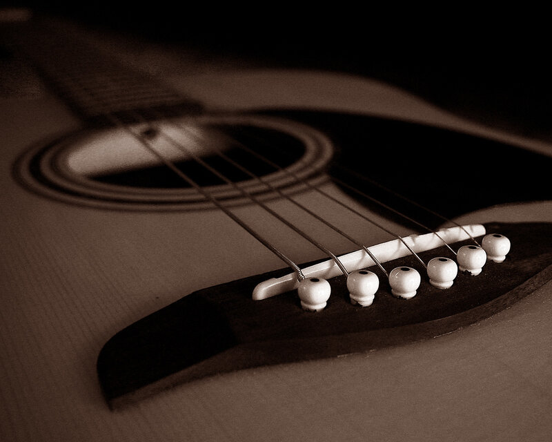 Acoustic guitar bridge detail