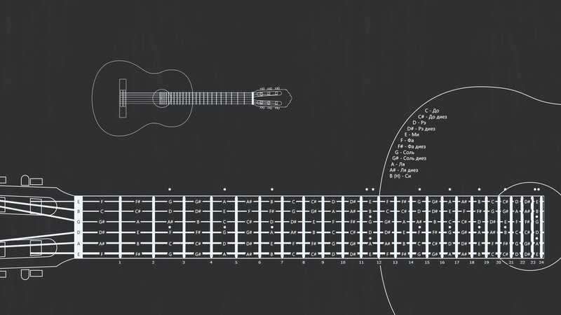 Acoustic Guitar Fretboard — Black, Educational
