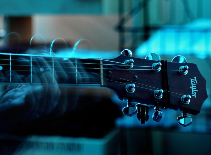 Acoustic guitar headstock close-up