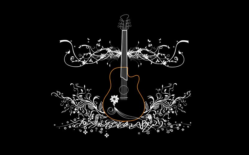 Acoustic Guitar Illustration — Black
