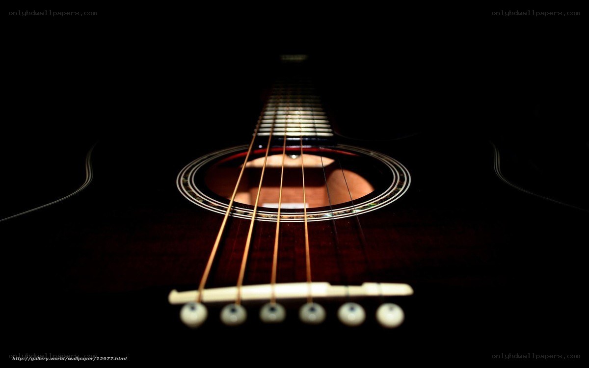 Acoustic guitar in darkness