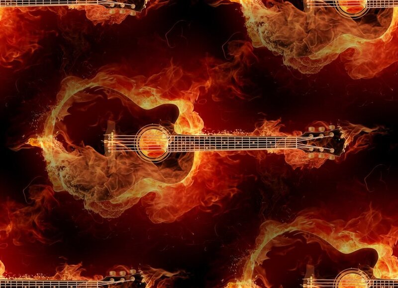 Acoustic Guitar in Flames