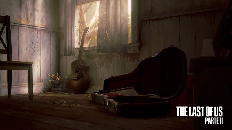 Acoustic Guitar in Room — Brown