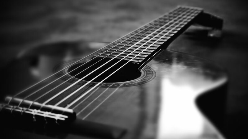 Acoustic Guitar Neck — Black, Dramatic