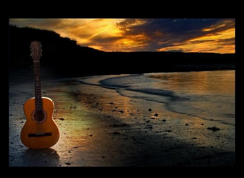 Acoustic Guitar on Beach