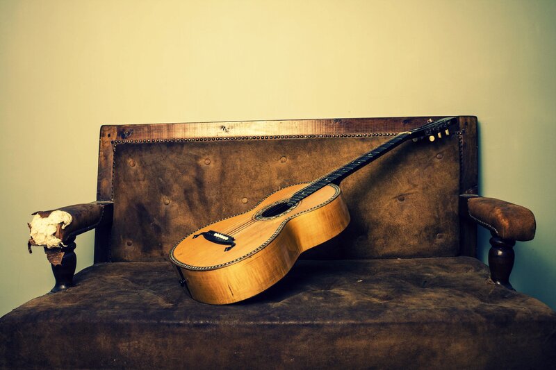 Acoustic Guitar on Bench