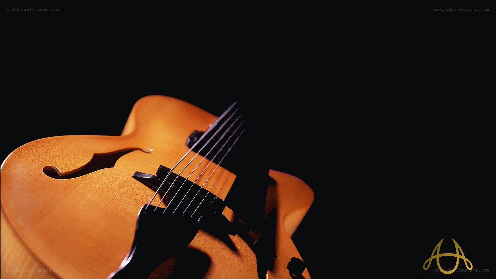 acoustic guitar on black background