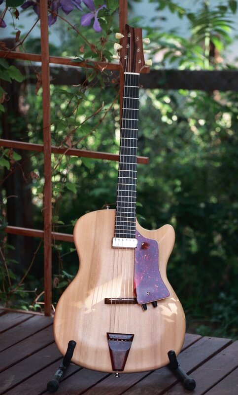 acoustic guitar on deck