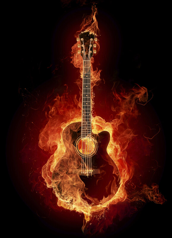 Acoustic Guitar on Fire — Black