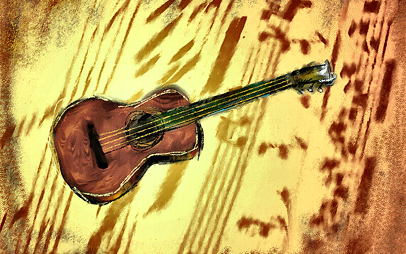 Acoustic Guitar on Wood