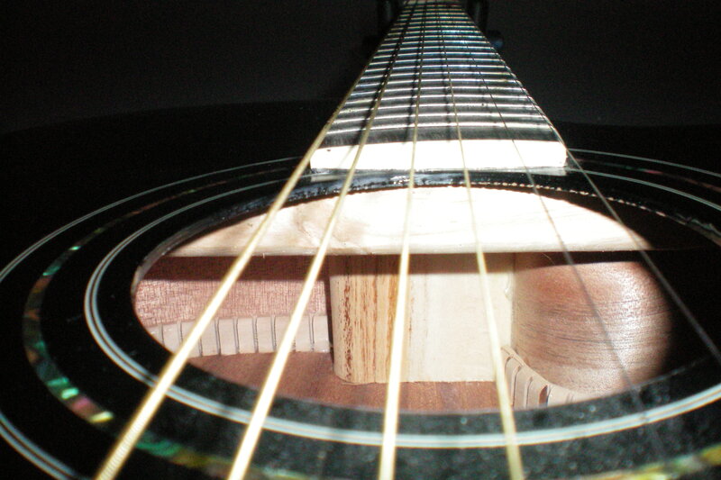 Acoustic guitar soundhole view