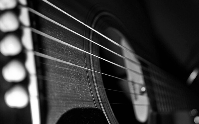 Acoustic Guitar Strings — Black, Dramatic, Photograph, Soundhole