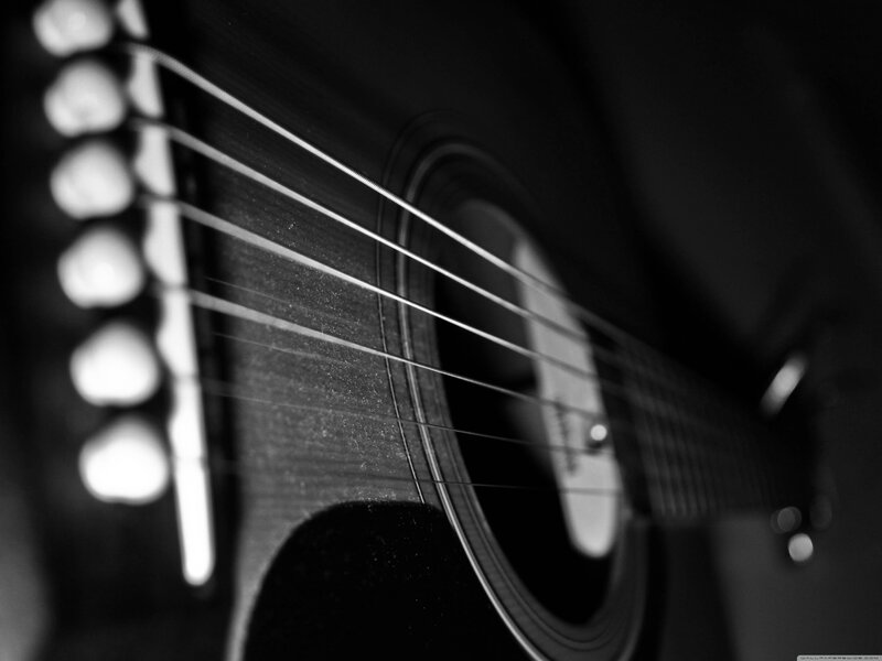 Acoustic Guitar Strings — Black, Dramatic, Photograph