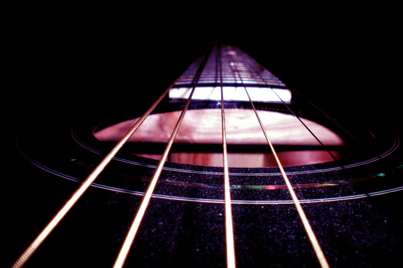 Acoustic guitar strings close-up