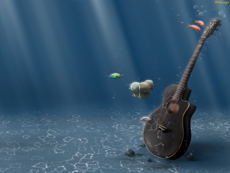 Acoustic Guitar Underwater — Blue, Serene