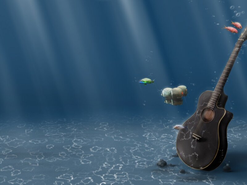 Acoustic Guitar Underwater — Blue