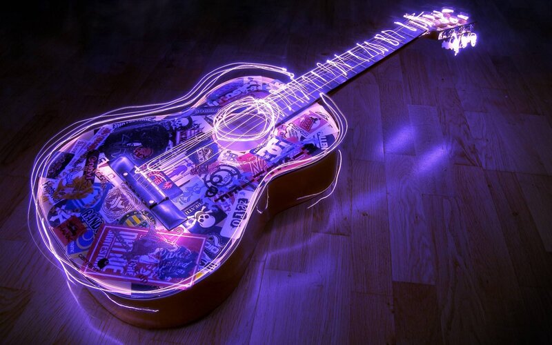 Acoustic Guitar with Stickers