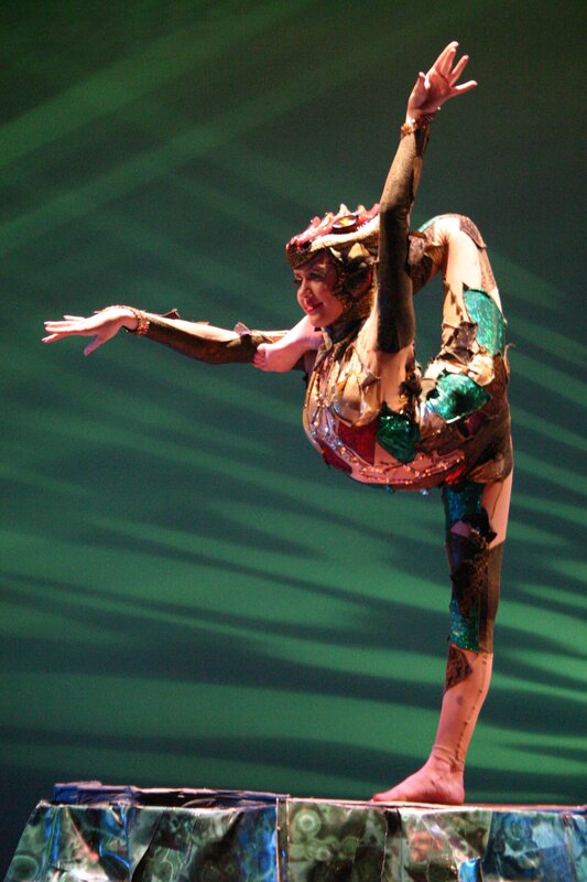Acrobat in colorful costume